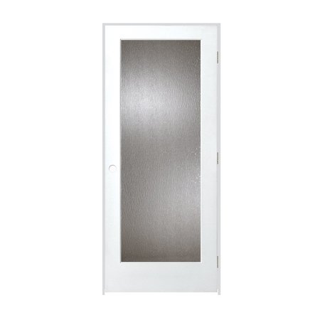 TRIMLITE 28"x80"x13/8" Primed 1Lite Rain Tempered Glass Interior French 49/16" LH Prehung 2468pri1501RAITLH154916